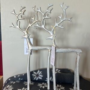 34th & Pine Holiday Christmas Reindeer Brushed Gold/Ivory Farmhouse NEW